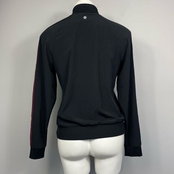 Z by Zella Womens Track Bomber Lightweight Full Zip Jacket Black Burgundy XS - Picture 5 of 16